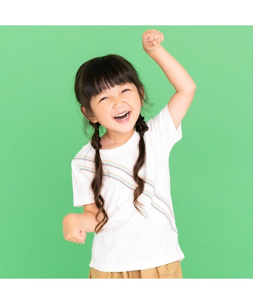 ami amie（アミアミ）の「ネコスクラッチ刺繍Ｔシャツ（Tシャツ/カットソー・キッズ・ホワイト/パープル・90cm/110cm/100cm/120cm/130cm）」の8枚目の写真