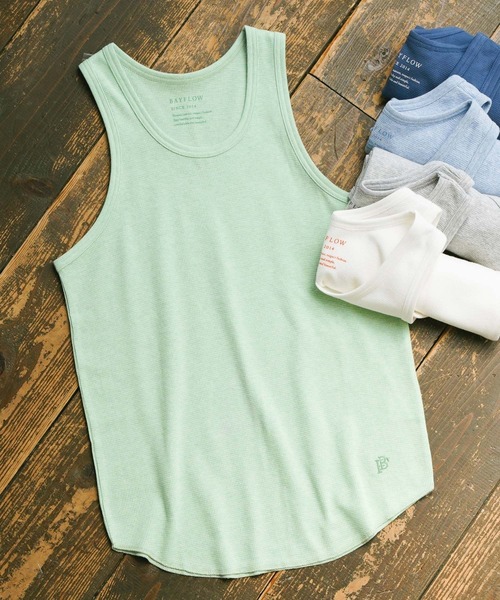 BAYFLOW（ベイフロー）の「ワッフルタンクトップ（タンクトップ・メンズ・ブルー/グレー/オフホワイト/ライトグリーン/ライトブルー・SMALL/MEDIUM/LARGE）」の3枚目の写真