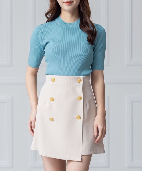 clear（クリア）の「×5分袖ハイネックニットトップス（ニット/セーター・レディース・イエロー/オレンジ/ピンク/オフホワイト/ブルー/イエロー系その他/グレイッシュベージュ/ブルー系その他2/ブラック・F）」の5枚目の写真