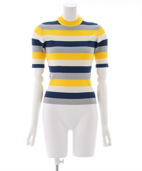 clear（クリア）の「×5分袖ハイネックニットトップス（ニット/セーター・レディース・イエロー/オレンジ/ピンク/オフホワイト/ブルー/イエロー系その他/グレイッシュベージュ/ブルー系その他2/ブラック・F）」の21枚目の写真