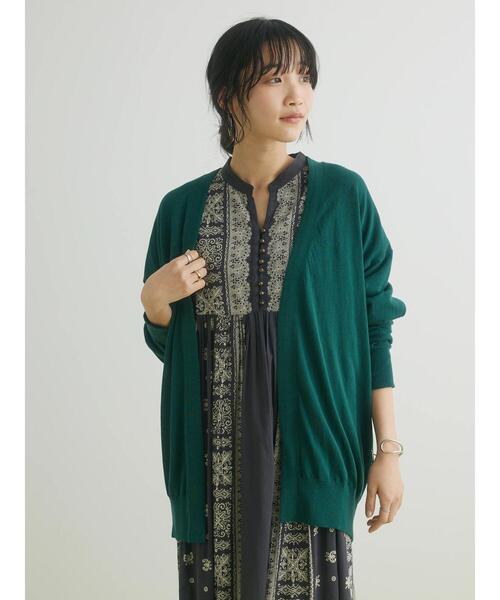 CRAFT STANDARD BOUTIQUE(クラフトスタンダードブティック)の「強撚綿ニットカーディガン ◆(カーディガン/ボレロ・レディース・グリーン/オレンジ/ブラック・FREE)」の8枚目の写真