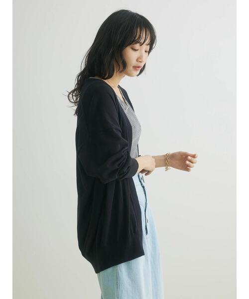 CRAFT STANDARD BOUTIQUE(クラフトスタンダードブティック)の「強撚綿ニットカーディガン ◆(カーディガン/ボレロ・レディース・グリーン/オレンジ/ブラック・FREE)」の14枚目の写真