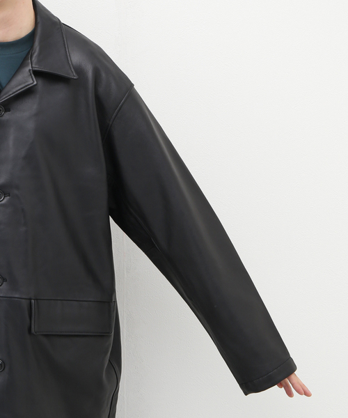 Schott　LOOSE FIT LEATHER JACKET Schott Cafe Natural Leather Jacket - Black | Leather Jackets