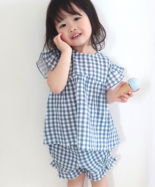 apres les cours（アプレレクール）の「【一部WEB限定カラー】GIRLS うしろリボンガーゼパジャマ（ルームウェア/パジャマ・キッズ・ベージュ/イエロー/ブルー・100/90/110/120/130/80）」の3枚目の写真