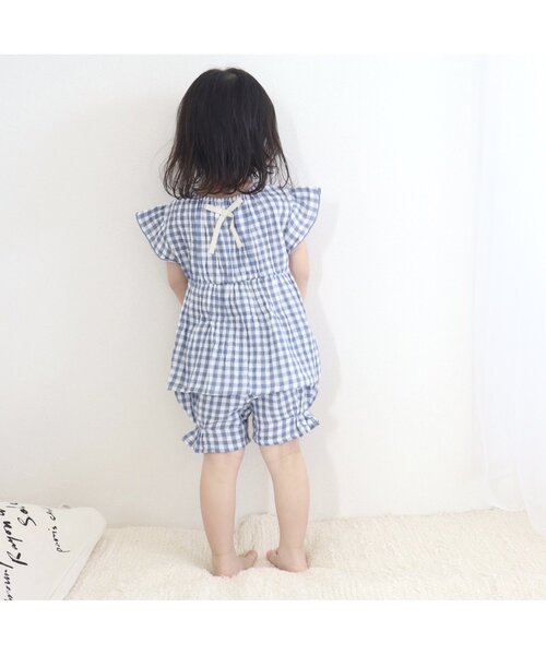 apres les cours（アプレレクール）の「【一部WEB限定カラー】GIRLS うしろリボンガーゼパジャマ（ルームウェア/パジャマ・キッズ・ベージュ/イエロー/ブルー・100/90/110/120/130/80）」の9枚目の写真