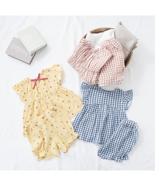 apres les cours（アプレレクール）の「【一部WEB限定カラー】GIRLS うしろリボンガーゼパジャマ（ルームウェア/パジャマ・キッズ・ベージュ/イエロー/ブルー・100/90/110/120/130/80）」の13枚目の写真