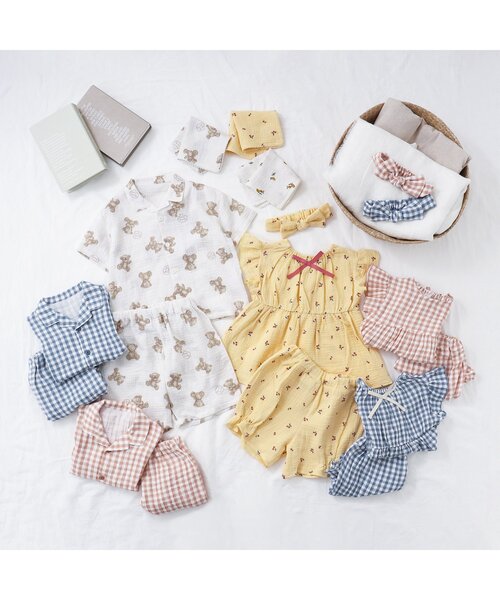 apres les cours（アプレレクール）の「【一部WEB限定カラー】GIRLS うしろリボンガーゼパジャマ（ルームウェア/パジャマ・キッズ・ベージュ/イエロー/ブルー・100/90/110/120/130/80）」の10枚目の写真