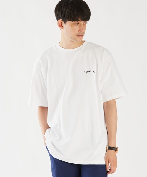 agnes b.（アニエスベー）の「メンズ ロゴ 刺繍 コットン 半袖 Tシャツ "Christof"（Tシャツ/カットソー・メンズ・ホワイト・0/1/2/3）」の3枚目の写真