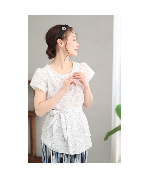 Sawa a la mode（サワアラモード）の「ドット柄ペプラムトップス（Tシャツ/カットソー・レディース・ホワイト/レッド・FREE）」の8枚目の写真
