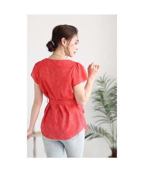 Sawa a la mode（サワアラモード）の「ドット柄ペプラムトップス（Tシャツ/カットソー・レディース・ホワイト/レッド・FREE）」の17枚目の写真