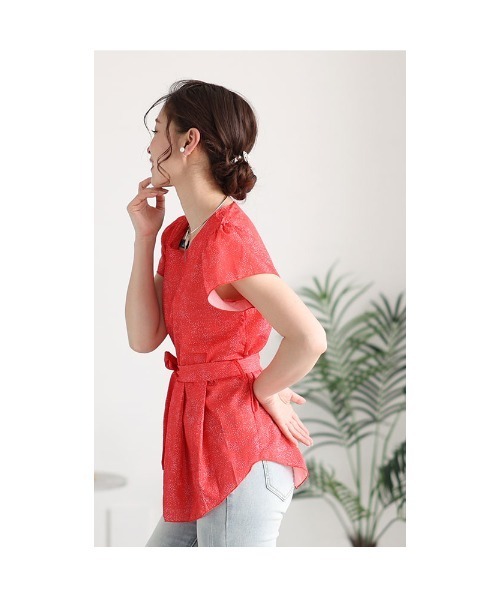 Sawa a la mode（サワアラモード）の「ドット柄ペプラムトップス（Tシャツ/カットソー・レディース・ホワイト/レッド・FREE）」の13枚目の写真
