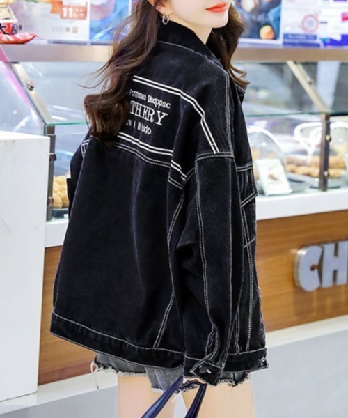 セール】配色パイピングデニムGジャン（デニムジャケット