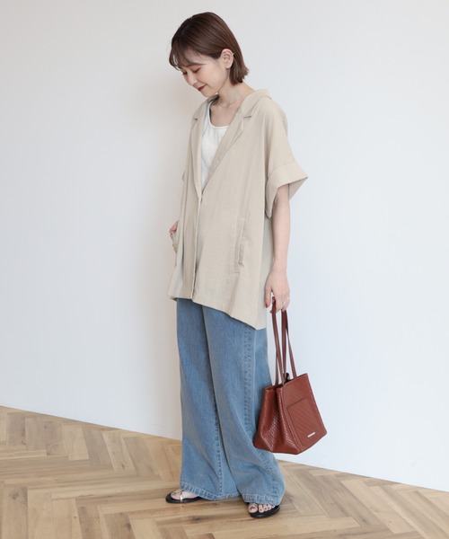 AMERICAN HOLIC（アメリカンホリック）の「半袖ジレジャケット（その他アウター・レディース・ブラック/ライトベージュ・M/L）」の3枚目の写真