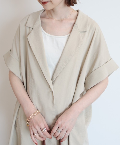 AMERICAN HOLIC（アメリカンホリック）の「半袖ジレジャケット（その他アウター・レディース・ブラック/ライトベージュ・M/L）」の7枚目の写真