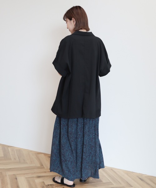 AMERICAN HOLIC（アメリカンホリック）の「半袖ジレジャケット（その他アウター・レディース・ブラック/ライトベージュ・M/L）」の8枚目の写真