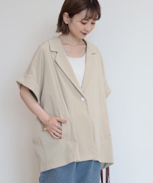 AMERICAN HOLIC（アメリカンホリック）の「半袖ジレジャケット（その他アウター・レディース・ブラック/ライトベージュ・M/L）」の10枚目の写真