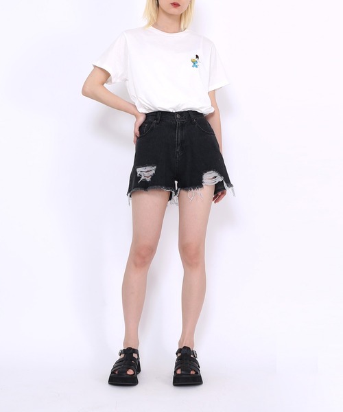 PUNYUS(プニュズ)の「ワンポイントT(Tシャツ/カットソー・レディース・ブラック/ホワイト・4/3/2/1)」の5枚目の写真