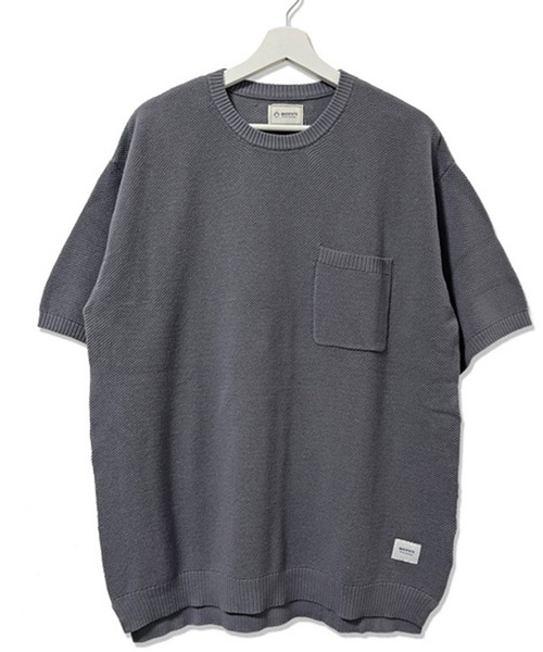 ALWAYS GOOD TIME(オルウェイズグッドタイム)の「【BAEXFATE】クルーネックショートスリーブニットTシャツ(Tシャツ/カットソー・メンズ・ブルーグレー/ナチュラル/チャコールグレー・M/L/XL)」の6枚目の写真