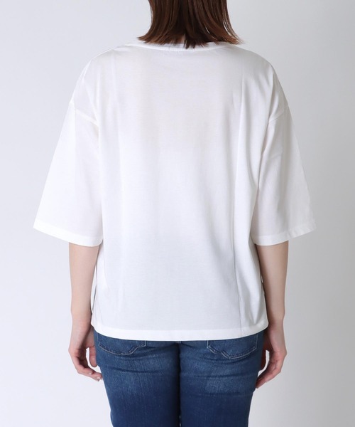 Jines(ジネス)の「ラバープリントロゴTシャツ(Tシャツ/カットソー・レディース・ホワイト×ブルー/チャコールグレー/ホワイト×ブラック・38)」の14枚目の写真