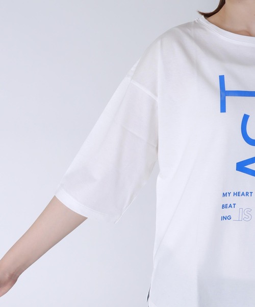 Jines(ジネス)の「ラバープリントロゴTシャツ(Tシャツ/カットソー・レディース・ホワイト×ブルー/チャコールグレー/ホワイト×ブラック・38)」の16枚目の写真