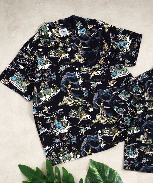 BREEZE（ブリーズ）の「コナベイアロハシャツ（大人）（シャツ/ブラウス・レディース・ネイビー/イエロー・LARGE/MEDIUM）」の2枚目の写真