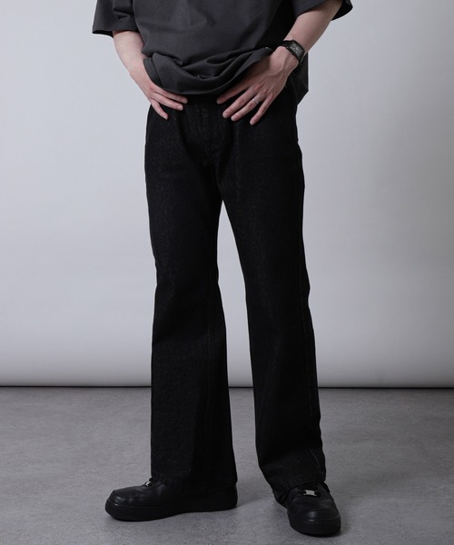 ZIP FIVE(ジップファイブ)の「【ZIP FIVE】ケミカル ヴィンテージ ワイドフレア デニムパンツ セミフレアデニムパンツ(デニムパンツ・メンズ・ネイビー/ケミカルウォッシュ/ブラック/サックスブルー/グレー・MEDIUM/LARGE/X-LARGE)」の7枚目の写真