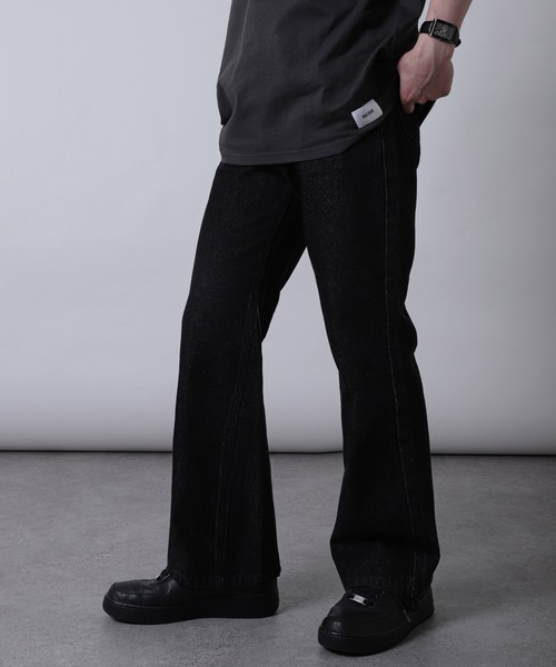 ZIP FIVE(ジップファイブ)の「【ZIP FIVE】ケミカル ヴィンテージ ワイドフレア デニムパンツ セミフレアデニムパンツ(デニムパンツ・メンズ・ネイビー/ケミカルウォッシュ/ブラック/サックスブルー/グレー・MEDIUM/LARGE/X-LARGE)」の8枚目の写真