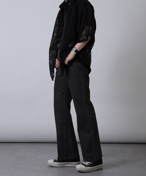 ZIP FIVE(ジップファイブ)の「【ZIP FIVE】ケミカル ヴィンテージ ワイドフレア デニムパンツ セミフレアデニムパンツ(デニムパンツ・メンズ・ネイビー/ケミカルウォッシュ/ブラック/サックスブルー/グレー・MEDIUM/LARGE/X-LARGE)」の11枚目の写真