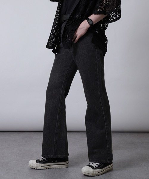 ZIP FIVE(ジップファイブ)の「【ZIP FIVE】ケミカル ヴィンテージ ワイドフレア デニムパンツ セミフレアデニムパンツ(デニムパンツ・メンズ・ネイビー/ケミカルウォッシュ/ブラック/サックスブルー/グレー・MEDIUM/LARGE/X-LARGE)」の12枚目の写真