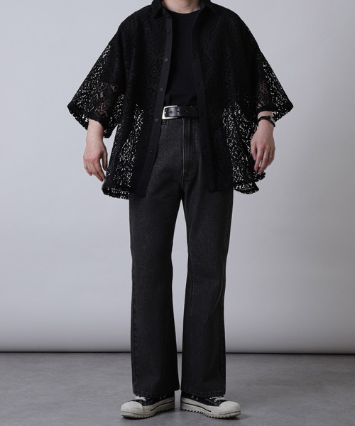 ZIP FIVE(ジップファイブ)の「【ZIP FIVE】ケミカル ヴィンテージ ワイドフレア デニムパンツ セミフレアデニムパンツ(デニムパンツ・メンズ・ネイビー/ケミカルウォッシュ/ブラック/サックスブルー/グレー・MEDIUM/LARGE/X-LARGE)」の13枚目の写真