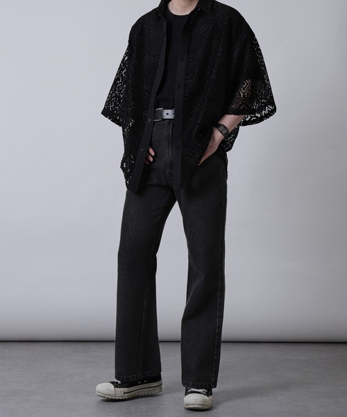 ZIP FIVE(ジップファイブ)の「【ZIP FIVE】ケミカル ヴィンテージ ワイドフレア デニムパンツ セミフレアデニムパンツ(デニムパンツ・メンズ・ネイビー/ケミカルウォッシュ/ブラック/サックスブルー/グレー・MEDIUM/LARGE/X-LARGE)」の15枚目の写真