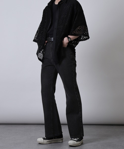 ZIP FIVE(ジップファイブ)の「【ZIP FIVE】ケミカル ヴィンテージ ワイドフレア デニムパンツ セミフレアデニムパンツ(デニムパンツ・メンズ・ネイビー/ケミカルウォッシュ/ブラック/サックスブルー/グレー・MEDIUM/LARGE/X-LARGE)」の16枚目の写真