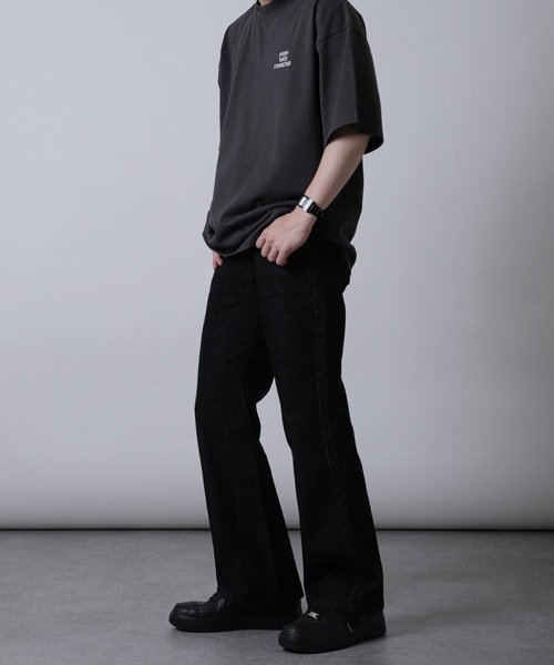 ZIP FIVE(ジップファイブ)の「【ZIP FIVE】ケミカル ヴィンテージ ワイドフレア デニムパンツ セミフレアデニムパンツ(デニムパンツ・メンズ・ネイビー/ケミカルウォッシュ/ブラック/サックスブルー/グレー・MEDIUM/LARGE/X-LARGE)」の9枚目の写真