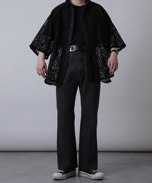 ZIP FIVE(ジップファイブ)の「【ZIP FIVE】ケミカル ヴィンテージ ワイドフレア デニムパンツ セミフレアデニムパンツ(デニムパンツ・メンズ・ネイビー/ケミカルウォッシュ/ブラック/サックスブルー/グレー・MEDIUM/LARGE/X-LARGE)」の17枚目の写真