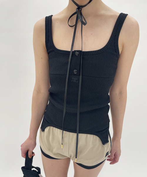courreges(クレージュ)の「【COURREGES/クレージュ】main TANK SUSPENDERS 90S RIB(ニット/セーター・レディース・ブラック・SMALL)」の2枚目の写真