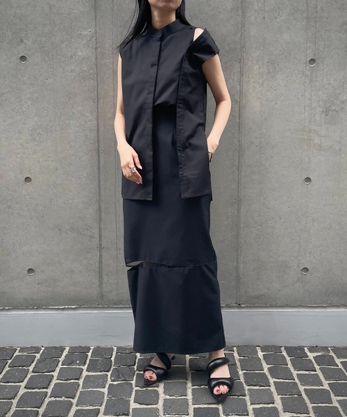 &g'aime(アンジェム)の「【&g’aime】マルチウェイボタンデザインノースリーブシャツ(シャツ/ブラウス・レディース・チャコールグレー/ブラック・FREE)」の15枚目の写真