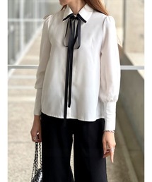 リボンタイブラウス