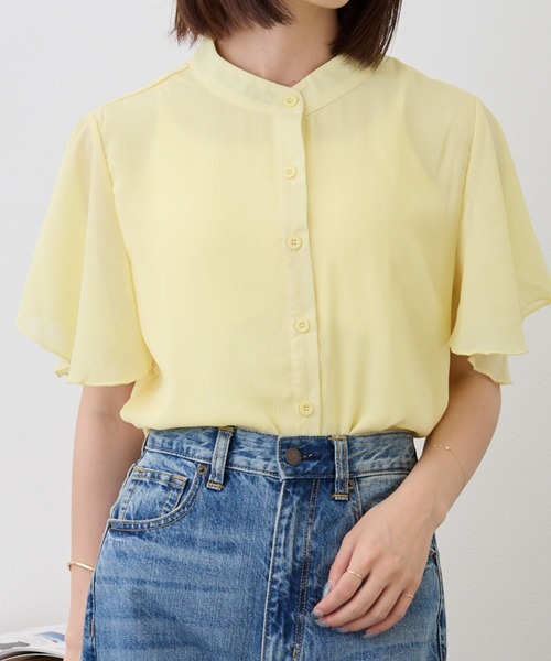 ｔｏｌｅｎｅ（トレネ）の「ノーカラーシフォンブラウス（シャツ/ブラウス・レディース・ライトブルー/ブラック/ホワイト/イエロー・FREE）」の4枚目の写真