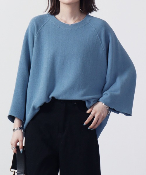JEMORGAN(ジェーイーモーガン)の「JEMORGAN 柔編み裏毛 5分袖ラグランクルー(Tシャツ/カットソー・メンズ・サックスブルー/チャコール/グリーン/マスタード/オフホワイト/杢グレー・L/XL/M)」の2枚目の写真