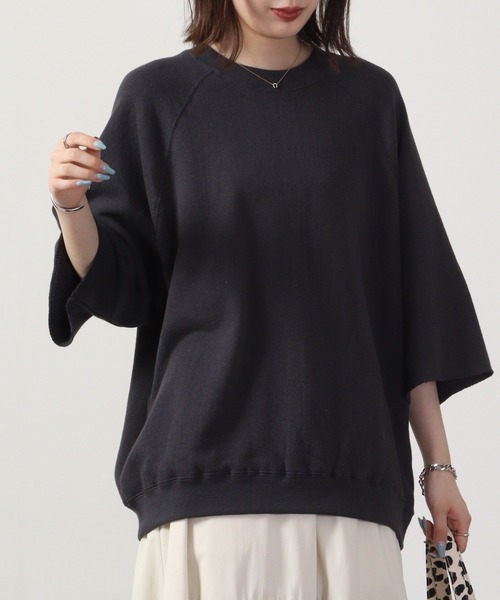 JEMORGAN(ジェーイーモーガン)の「JEMORGAN 柔編み裏毛 5分袖ラグランクルー(Tシャツ/カットソー・メンズ・サックスブルー/チャコール/グリーン/マスタード/オフホワイト/杢グレー・L/XL/M)」の16枚目の写真