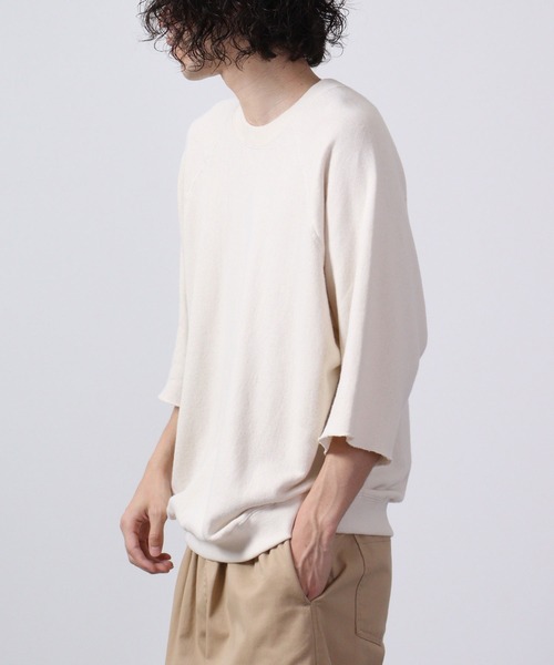 JEMORGAN(ジェーイーモーガン)の「JEMORGAN 柔編み裏毛 5分袖ラグランクルー(Tシャツ/カットソー・メンズ・サックスブルー/チャコール/グリーン/マスタード/オフホワイト/杢グレー・L/XL/M)」の7枚目の写真
