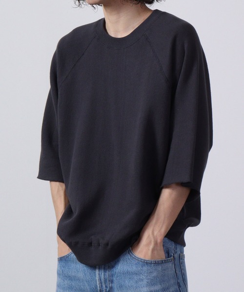 JEMORGAN(ジェーイーモーガン)の「JEMORGAN 柔編み裏毛 5分袖ラグランクルー(Tシャツ/カットソー・メンズ・サックスブルー/チャコール/グリーン/マスタード/オフホワイト/杢グレー・L/XL/M)」の8枚目の写真