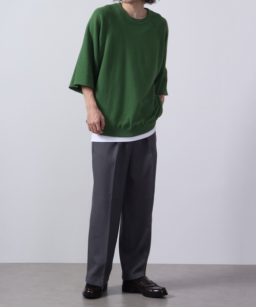 JEMORGAN(ジェーイーモーガン)の「JEMORGAN 柔編み裏毛 5分袖ラグランクルー(Tシャツ/カットソー・メンズ・サックスブルー/チャコール/グリーン/マスタード/オフホワイト/杢グレー・L/XL/M)」の20枚目の写真