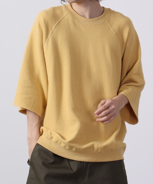 JEMORGAN(ジェーイーモーガン)の「JEMORGAN 柔編み裏毛 5分袖ラグランクルー(Tシャツ/カットソー・メンズ・サックスブルー/チャコール/グリーン/マスタード/オフホワイト/杢グレー・L/XL/M)」の10枚目の写真