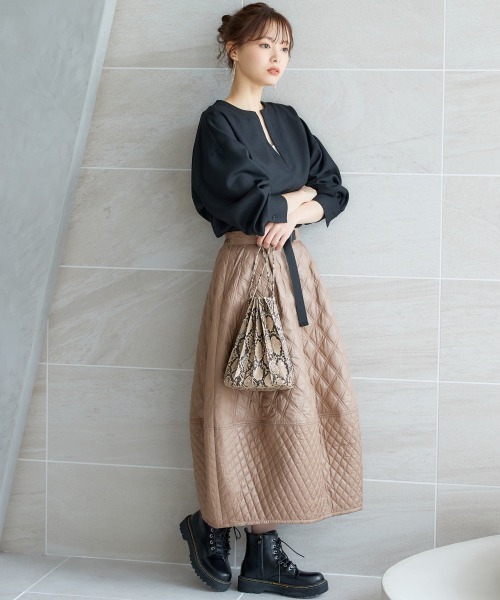 miclat（ミクラ）の「大きいサイズ　キルティングスカート　miclat（スカート・レディース・モカ/ブラック・3L/5L/L/LL/4L）」の9枚目の写真