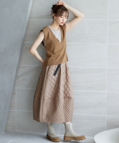 miclat（ミクラ）の「大きいサイズ　キルティングスカート　miclat（スカート・レディース・モカ/ブラック・3L/5L/L/LL/4L）」の17枚目の写真