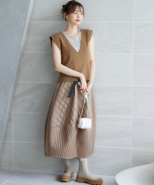 miclat（ミクラ）の「大きいサイズ　キルティングスカート　miclat（スカート・レディース・モカ/ブラック・3L/5L/L/LL/4L）」の18枚目の写真