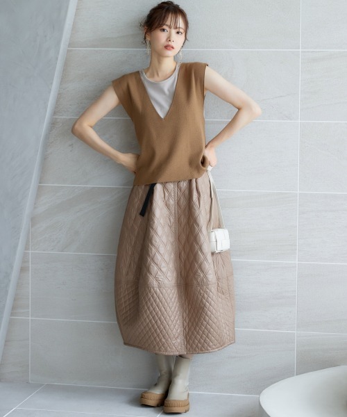 miclat（ミクラ）の「大きいサイズ　キルティングスカート　miclat（スカート・レディース・モカ/ブラック・3L/5L/L/LL/4L）」の19枚目の写真