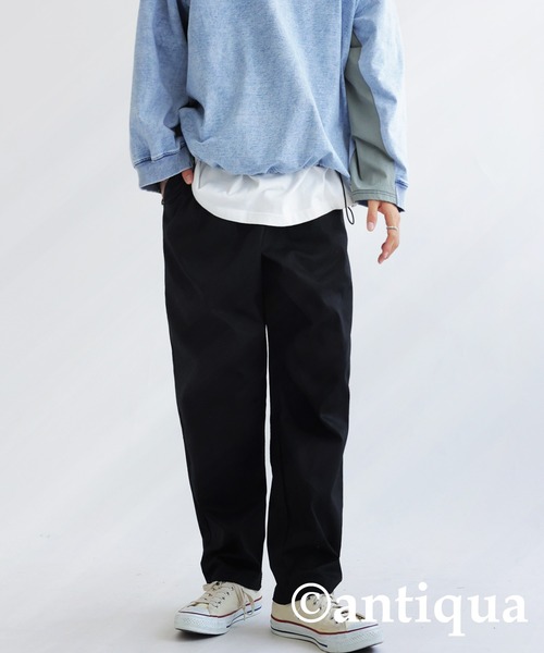 antiqua（アンティカ）の「綿100%テーパードパンツ（その他パンツ・レディース・アイボリー/ベージュ/グレー系その他/ブラック・FREE）」の2枚目の写真