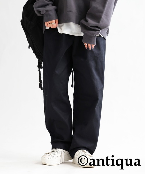 antiqua（アンティカ）の「綿100%テーパードパンツ（その他パンツ・レディース・アイボリー/ベージュ/グレー系その他/ブラック・FREE）」の6枚目の写真